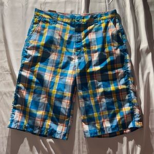 Royal Blue Size 42 Plaid Shorts Cotton Poly Spandex Inseam 15” #B1